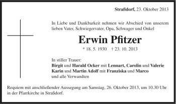 Traueranzeige von Erwin Pfitzer von Gmünder Tagespost