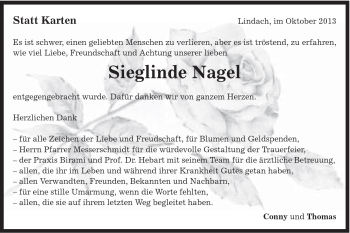 Traueranzeige von Sieglinde Nagel von Gmünder Tagespost