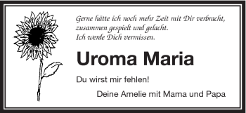 Traueranzeige von Maria . von Schwäbische Post