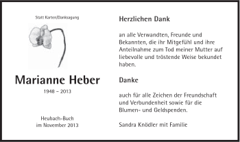 Traueranzeige von Marianne Heber von Gmünder Tagespost