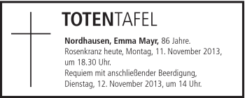 Traueranzeige von Emma Mayr von Schwäbische Post