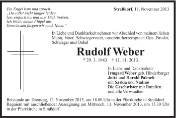 Traueranzeige von Rudolf Weber von Gmünder Tagespost