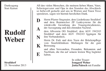 Traueranzeige von Rudolf Weber von Gmünder Tagespost