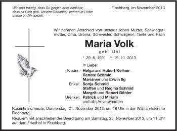 Traueranzeige von Maria Volk von Schwäbische Post