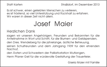 Traueranzeige von Josef Maier von Gmünder Tagespost