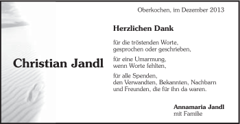 Traueranzeige von Christian Jandl von Schwäbische Post