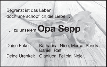 Traueranzeige von Josef Wunderle von Schwäbische Post