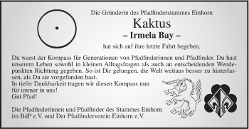 Traueranzeige von Irmela Bay von Gmünder Tagespost
