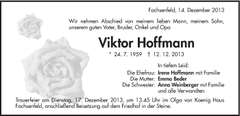 Traueranzeige von Viktor Hoffmann von Schwäbische Post