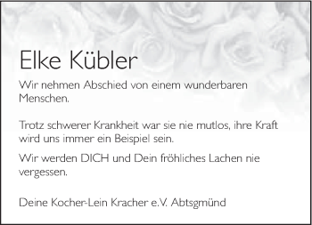 Traueranzeige von Elke Kübler von Schwäbische Post