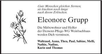 Traueranzeige von Eleonore Grupp von Schwäbische Post