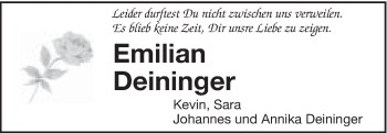 Traueranzeige von Emilian Deininger von Gmünder Tagespost