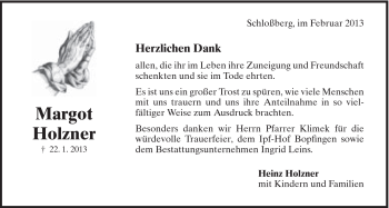 Traueranzeige von Margot Holzner von 082