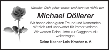 Traueranzeige von Michael Döllerer von Schwäbische Post