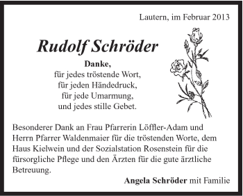Traueranzeige von Rudolf Schröder von Gmünder Tagespost