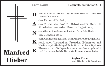 Traueranzeige von Manfred Hieber von Gmünder Tagespost