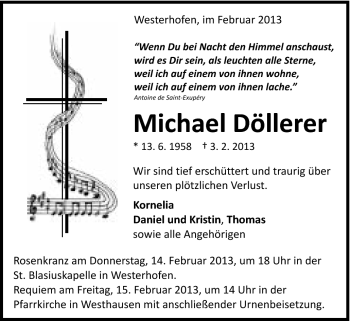 Traueranzeige von Michael Döllerer von Schwäbische Post