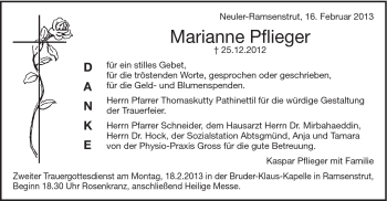 Traueranzeige von Marianne Pflieger von Schwäbische Post