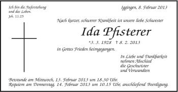 Traueranzeige von Ida Pfisterer von Gmünder Tagespost