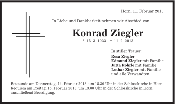 Traueranzeige von Konrad Ziegler von Gmünder Tagespost