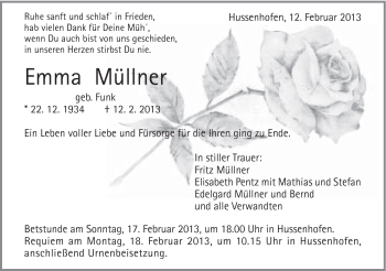 Traueranzeige von Emma Müllner von Gmünder Tagespost