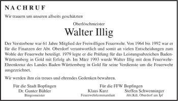 Traueranzeige von Walter Illig von 082
