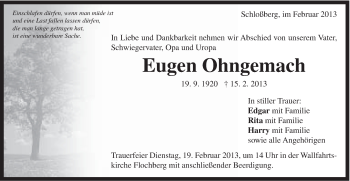 Traueranzeige von Eugen Ohngemach von Schwäbische Post
