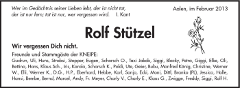 Traueranzeige von Rolf Stützel von Schwäbische Post