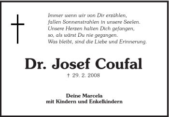 Traueranzeige von Dr. Josef Coufal von Schwäbische Post