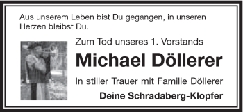 Traueranzeige von Michael Döllerer von Schwäbische Post