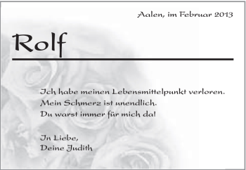 Traueranzeige von Rolf Stützel von Schwäbische Post