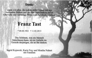 Traueranzeige von Franz Tast von Gmünder Tagespost