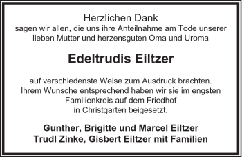 Traueranzeige von Edeltrudis Eiltzer von 082