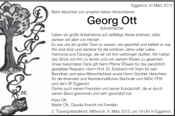 Traueranzeige von Georg Ott von Schwäbische Post