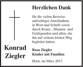 Traueranzeige von Konrad Ziegler von Gmünder Tagespost