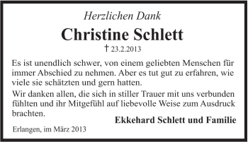Traueranzeige von Christine Schlett von Schwäbische Post