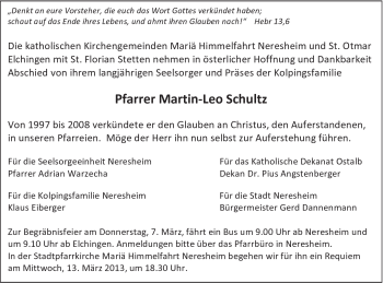 Traueranzeige von Martin-Leo Schultz von Schwäbische Post