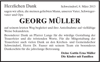 Traueranzeige von Georg Müller von Schwäbische Post