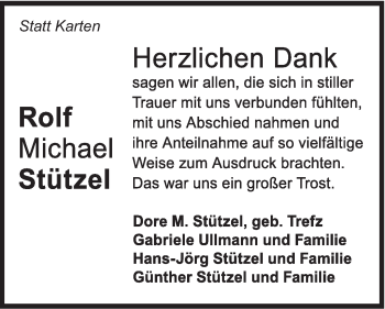 Traueranzeige von Rolf Stützel von Schwäbische Post