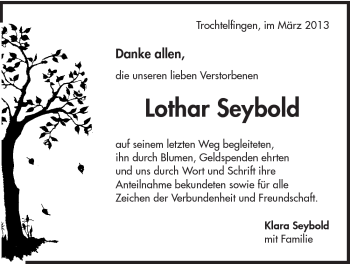 Traueranzeige von Lothar Seybold von 082