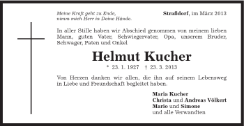 Traueranzeige von Helmut Kucher von Gmünder Tagespost