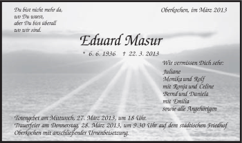 Traueranzeige von Eduard Masur von Schwäbische Post