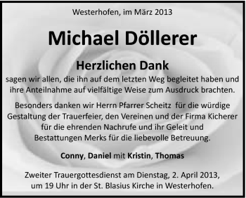 Traueranzeige von Michael Döllerer von Schwäbische Post