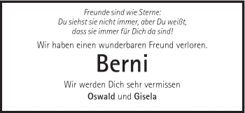 Traueranzeige von Bernhard Stempfle von Schwäbische Post