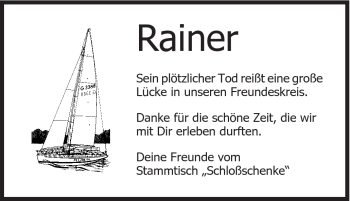 Traueranzeige von Rainer Hug von Schwäbische Post