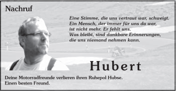 Traueranzeige von Hubert Traub von Schwäbische Post