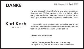 Traueranzeige von Karl Koch von Schwäbische Post