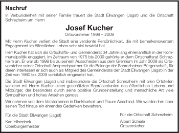 Traueranzeige von Josef Kucher von Schwäbische Post