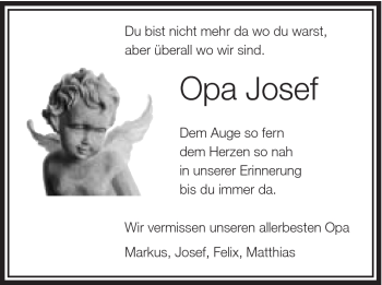 Traueranzeige von Josef Kucher von Schwäbische Post