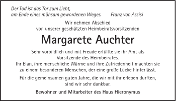 Traueranzeige von Margarete Auchter von Schwäbische Post